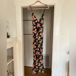 Reformation Black Floral Print Maxi Dress size xs